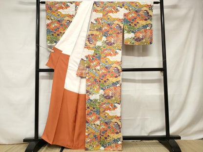 平和屋着物■上質な小紋　鳳凰切嵌舞蝶花文　正絹　逸品　CABD3364ev