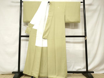 平和屋着物■上質な色無地　抹茶色　正絹　逸品　CABD3369ev