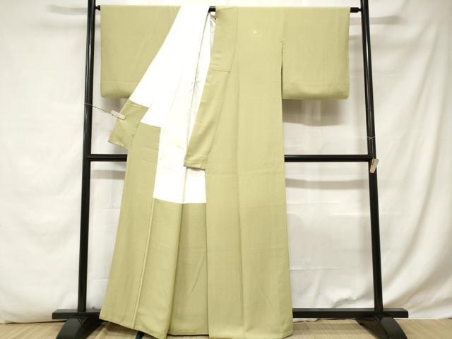 平和屋着物■上質な色無地　抹茶色　正絹　逸品　CABD3369ev
