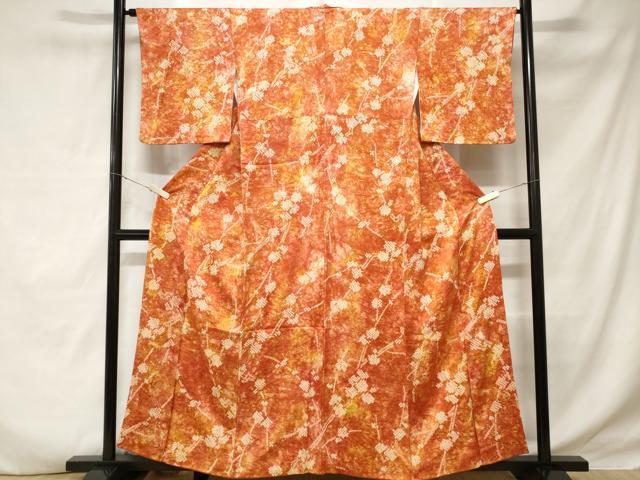 平和屋着物■上質な小紋　絞り　枝花文　正絹　逸品　CABD3399ev
