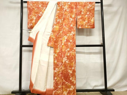 平和屋着物■上質な小紋　絞り　枝花文　正絹　逸品　CABD3399ev