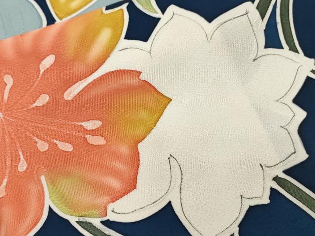 平和屋着物■上質な小紋　地紋起こし　花唐草文　暈し染め　正絹　逸品　CABD3400ev