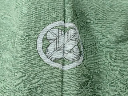 平和屋着物■上質な色無地　流水草花地紋　錆浅葱色　正絹　逸品　CABD3422ev