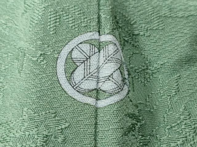 平和屋着物■上質な色無地　流水草花地紋　錆浅葱色　正絹　逸品　CABD3422ev