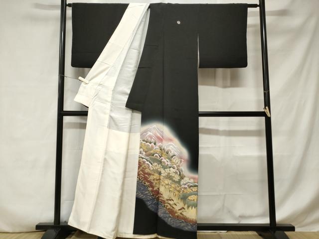 平和屋着物■豪華黒留袖　遠山樹林文　暈し染め　金彩　正絹　逸品　CABD3423ev