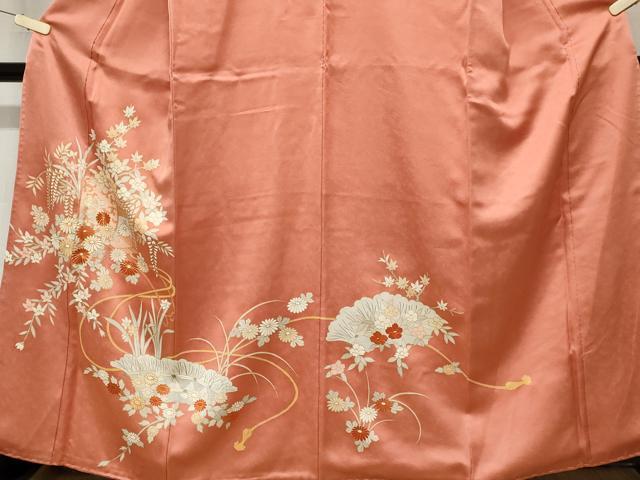 平和屋着物■訪問着　駒刺繍　御所車花文　金彩　正絹　逸品　CABD3427ev