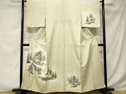 平和屋着物■訪問着　樹林風景文　暈し染め　正絹　逸品　CABD3428ev