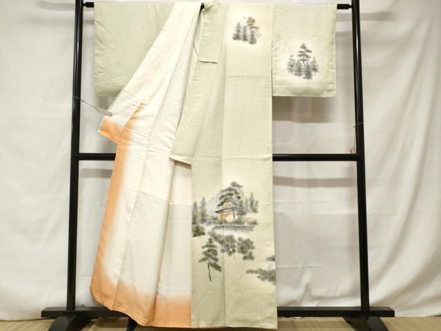 平和屋着物■訪問着　樹林風景文　暈し染め　正絹　逸品　CABD3428ev