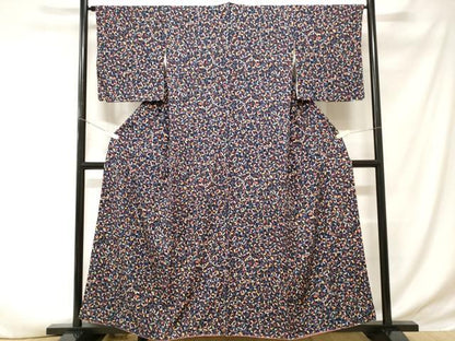 平和屋着物■上質な小紋　型染め　枝葉文　正絹　逸品　CABD3429ev