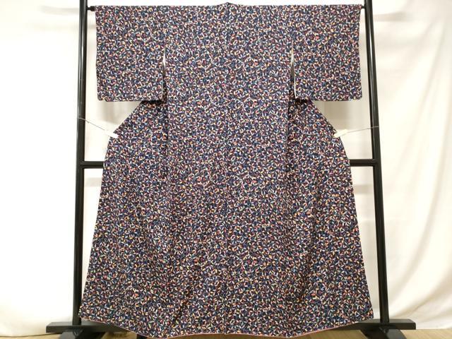 平和屋着物■上質な小紋　型染め　枝葉文　正絹　逸品　CABD3429ev