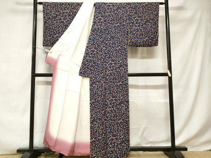 平和屋着物■上質な小紋　型染め　枝葉文　正絹　逸品　CABD3429ev