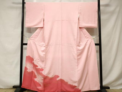 平和屋着物■色留訪問着　刺繍　雲取り松竹梅扇文　暈し染め　金糸　正絹　逸品　CABD3434ev