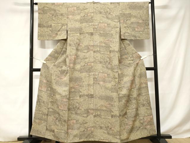 平和屋着物■上質な小紋 風景文 暈し染め 正絹 逸品 CABD3435ev