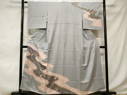 平和屋着物■訪問着　刺繍　絞り　道長花籠文　金彩　正絹　逸品　CABD3444ev