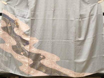 平和屋着物■訪問着　刺繍　絞り　道長花籠文　金彩　正絹　逸品　CABD3444ev