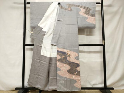 平和屋着物■訪問着　刺繍　絞り　道長花籠文　金彩　正絹　逸品　CABD3444ev