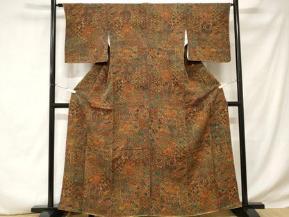 平和屋着物■上質な小紋　切嵌吉祥花文　鬼しぼ縮緬　正絹　逸品　未使用　CABD3451ev