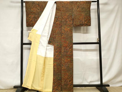 平和屋着物■上質な小紋　切嵌吉祥花文　鬼しぼ縮緬　正絹　逸品　未使用　CABD3451ev