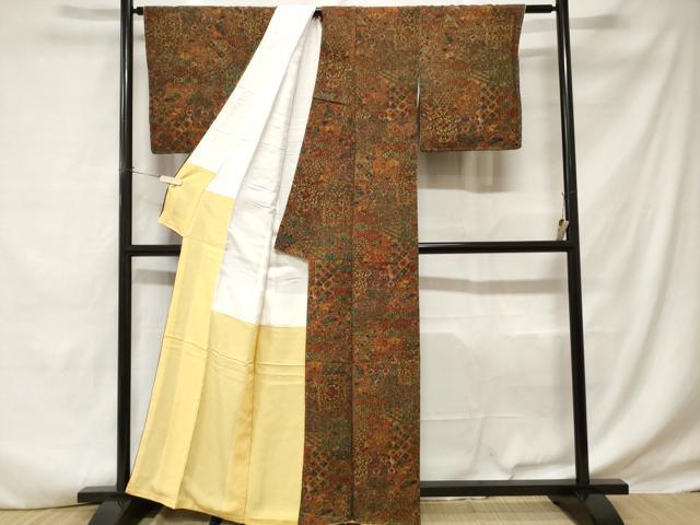 平和屋着物■上質な小紋　切嵌吉祥花文　鬼しぼ縮緬　正絹　逸品　未使用　CABD3451ev