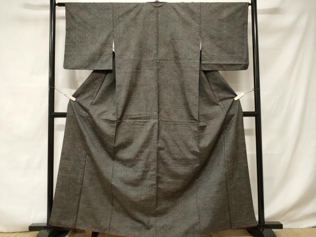 平和屋着物■上質な紬 草花文 正絹 逸品 CABD3461ev