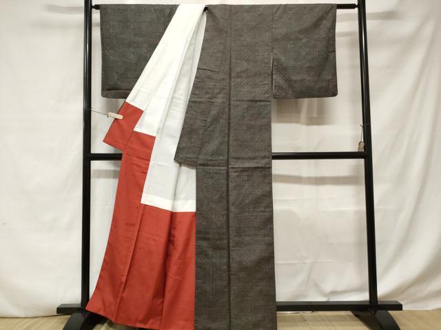 平和屋着物■上質な紬 草花文 正絹 逸品 CABD3461ev