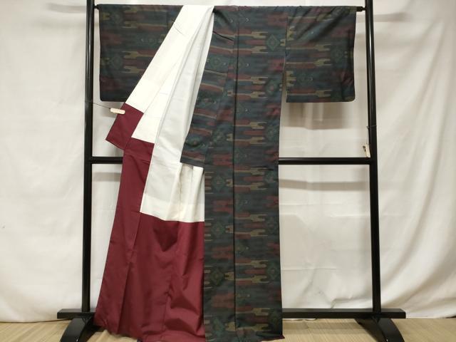 平和屋着物■本場大島紬 菱菊文 正絹 逸品 CABD3469ev