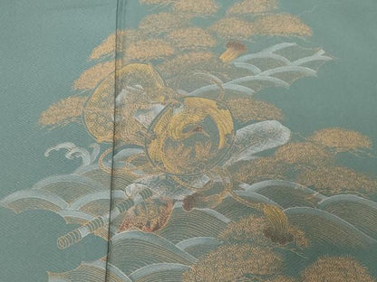平和屋着物■訪問着 鼓 扇面花文 金彩 正絹 逸品 CABD3480ev