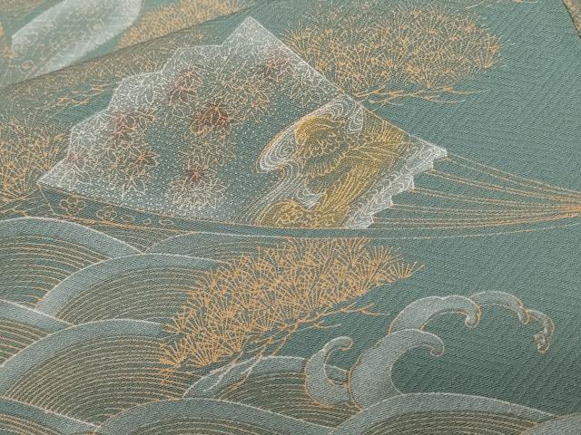 平和屋着物■訪問着 鼓 扇面花文 金彩 正絹 逸品 CABD3480ev
