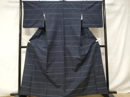 平和屋着物■上質な紬 横段文 正絹 逸品 CABD3494ev