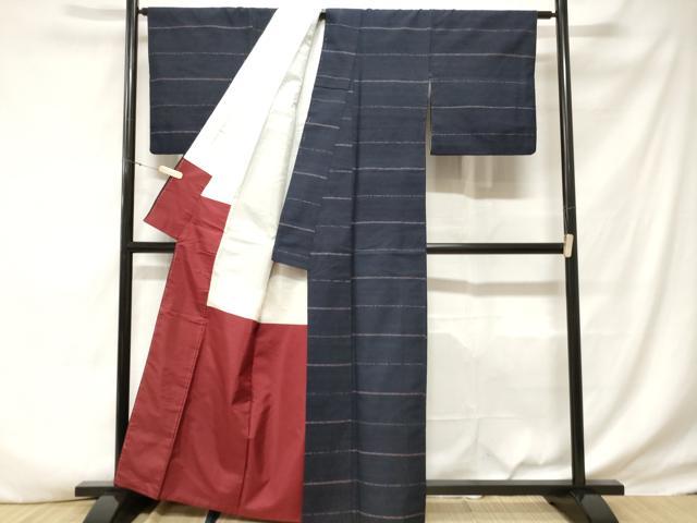 平和屋着物■上質な紬 横段文 正絹 逸品 CABD3494ev