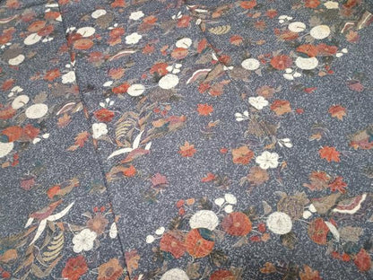 平和屋着物■上質な小紋 鴛鴦草花文 金彩 正絹 逸品 CABD3505ev
