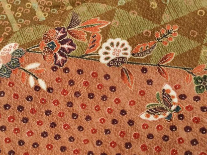 平和屋着物■上質な紬 吉祥花蝶文 金彩 正絹 逸品 CABD3508ev
