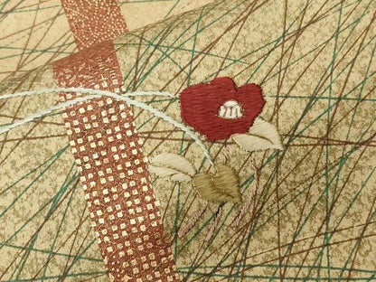 平和屋着物■訪問着 刺繍 芒枝花文 暈し染め 金彩 正絹 逸品 CABD3516ev