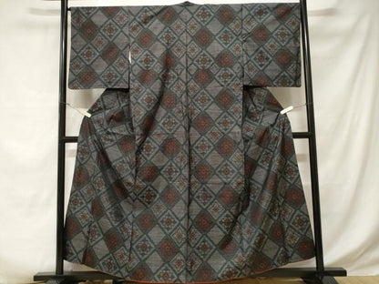 平和屋着物■本場大島紬 菱花文 正絹 逸品 CABD3534ev