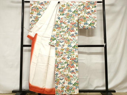 平和屋着物■上質な小紋 型染め 枝花文 正絹 逸品 CABD3553ev