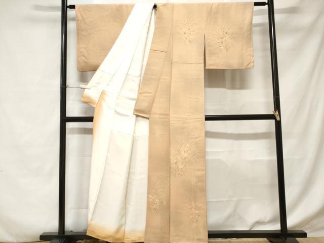 平和屋着物■訪問着 刺繍 草花文 暈し染め 正絹 逸品 CABD3558ev