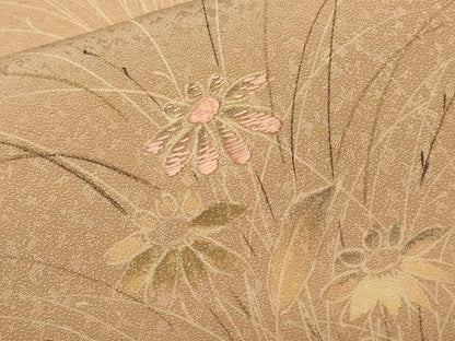 平和屋着物■訪問着 刺繍 草花文 暈し染め 正絹 逸品 CABD3558ev