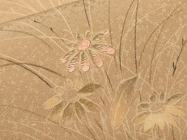 平和屋着物■訪問着 刺繍 草花文 暈し染め 正絹 逸品 CABD3558ev