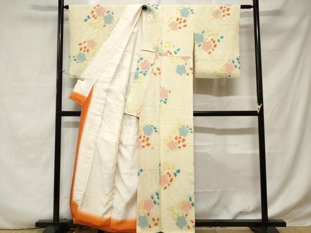 平和屋着物■上質な小紋 駒刺繍 切嵌花文 正絹 逸品 CABD3564ev