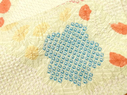平和屋着物■上質な小紋 駒刺繍 切嵌花文 正絹 逸品 CABD3564ev