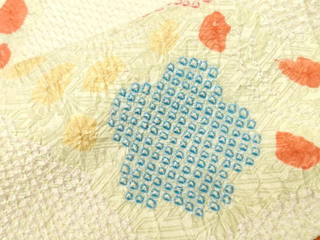 平和屋着物■上質な小紋 駒刺繍 切嵌花文 正絹 逸品 CABD3564ev