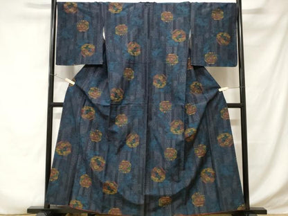 平和屋着物■上質な紬 吉祥花文 正絹 逸品 CABD3569ev