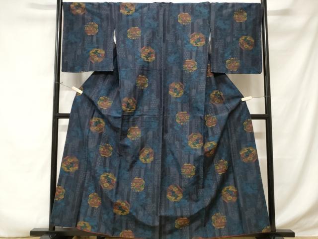 平和屋着物■上質な紬 吉祥花文 正絹 逸品 CABD3569ev