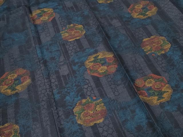 平和屋着物■上質な紬 吉祥花文 正絹 逸品 CABD3569ev