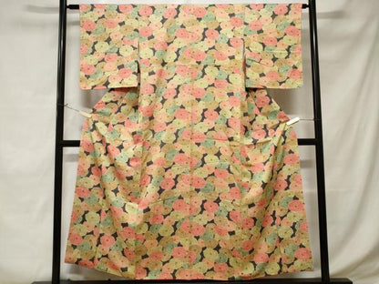 平和屋着物■上質な小紋 鮫小紋柄 花尽くし文 正絹 逸品 CABD3570ev