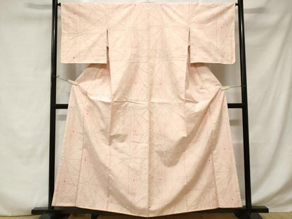 平和屋着物■上質な紬 麻の葉文様 正絹 逸品 CABD3572ev