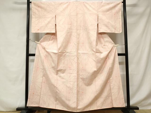 平和屋着物■上質な紬 麻の葉文様 正絹 逸品 CABD3572ev