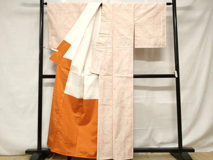 平和屋着物■上質な紬 麻の葉文様 正絹 逸品 CABD3572ev