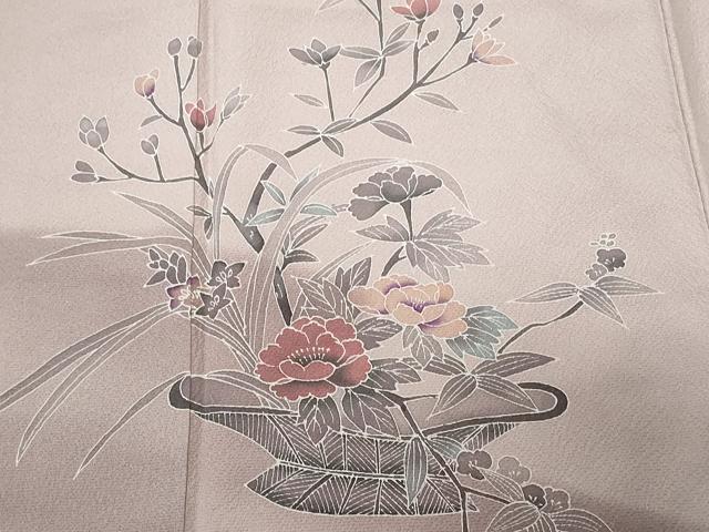 平和屋着物■訪問着 枝花籠文 暈し染め 正絹 逸品 CABD3582ev