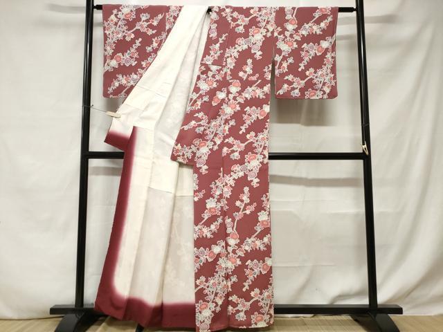 平和屋着物■上質な小紋 枝花文 鬼しぼ縮緬 正絹 逸品 未使用 CABD3585ev